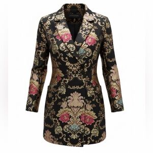Hermoza Luciana Tuxedo Jacket Mini Dress in Black Jacquard